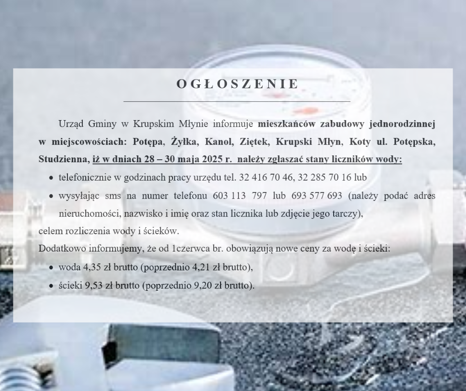 Odczyty wodomierzy Odczyty wodomierzy