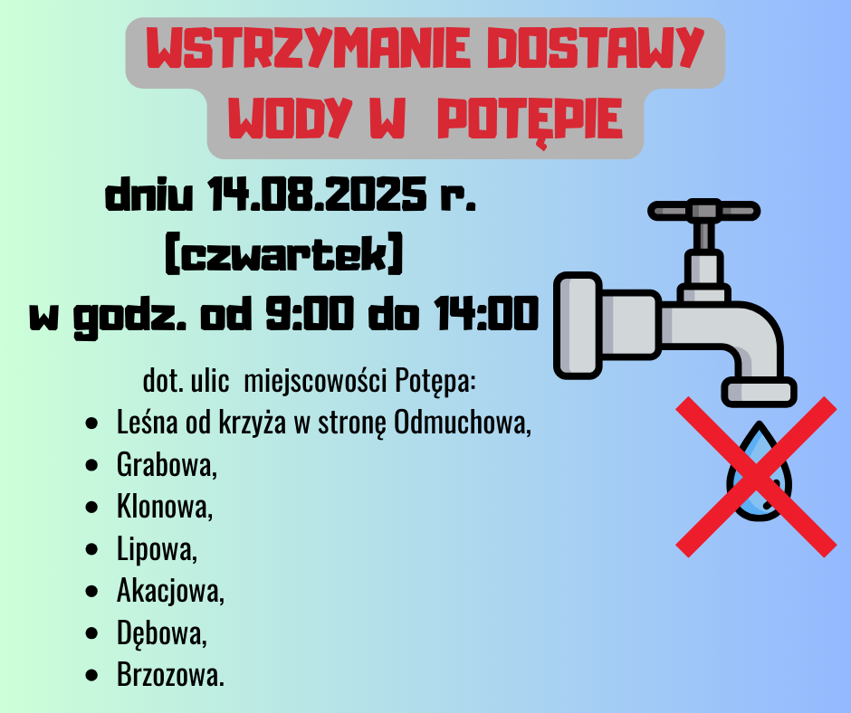 Wstrzymanie dostaw wody w Potępie Wstrzymanie dostaw wody w Potępie