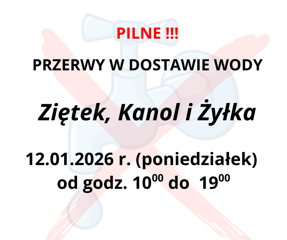  Przerwa w dostawie wody Ziętek, Kanol, Żyłka