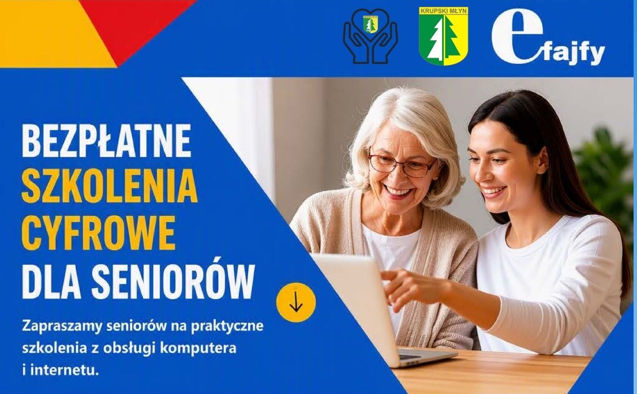 Bezpłatne szkolenie z kompetencji cyfrowych dla osób 60+ dla seniorów z Gminy Krupski Młyn