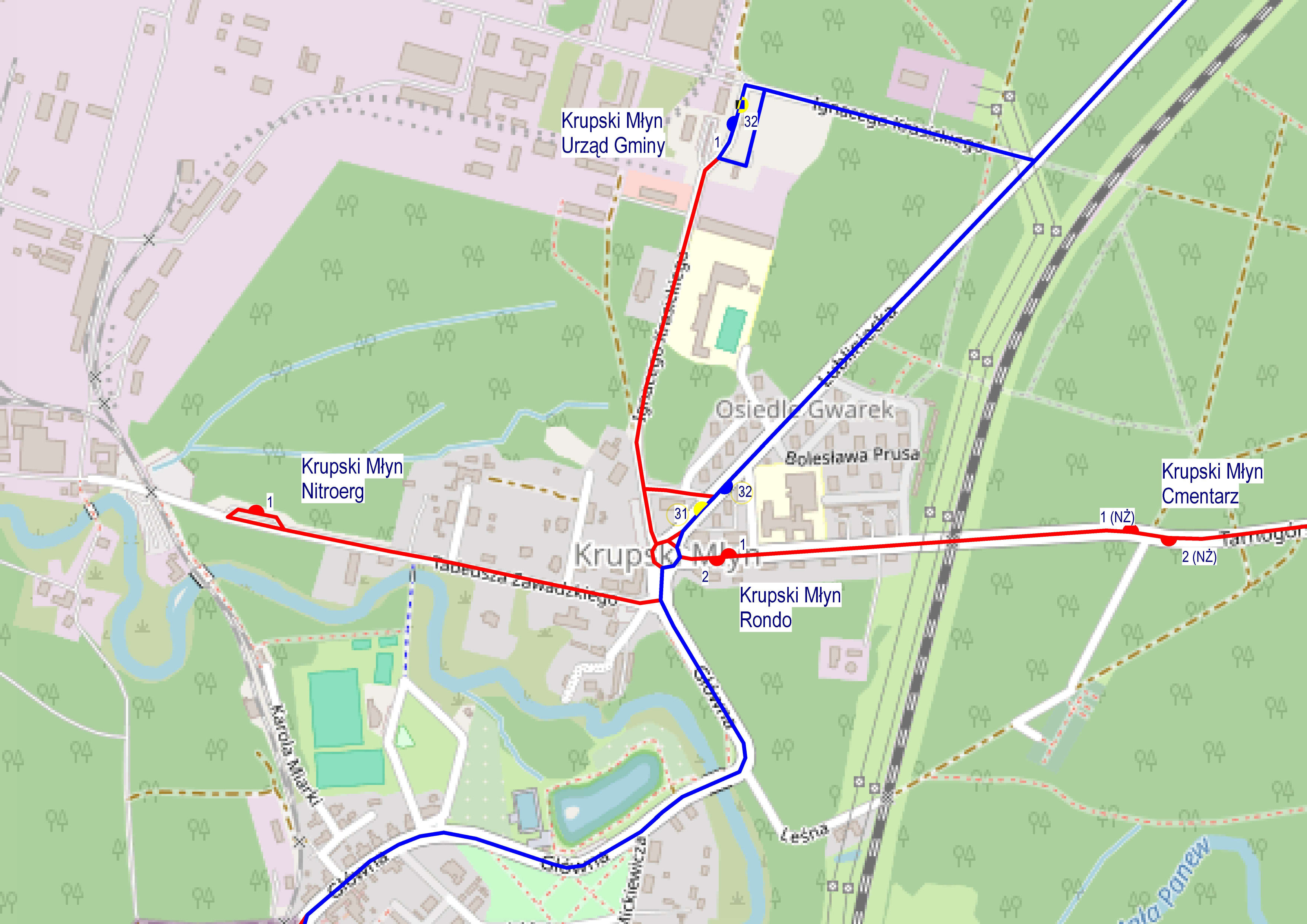 Czasowy rozkład autobusów przez okres remontu przejazdu kolejowego.
