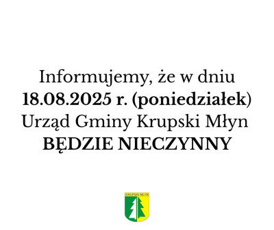 Urząd Gminy będzie nieczynny Urząd Gminy będzie nieczynny