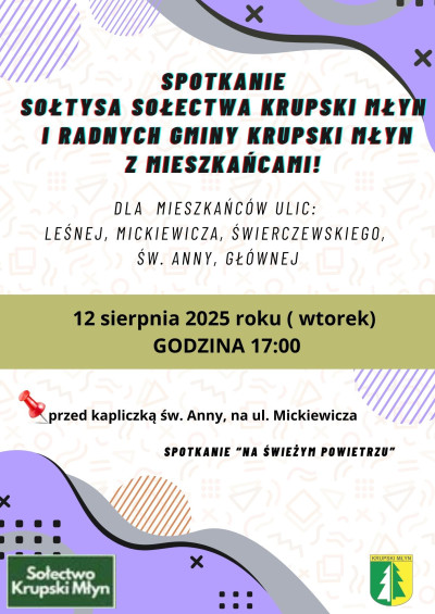 Zaproszenie na spotkanie mieszkańców ul. Leśnej, Mickiewicza, Świerczewskiego, św. Anny, Głównej Zaproszenie na spotkanie mieszkańców ul. Leśnej, Mickiewicza, Świerczewskiego, św. Anny, Głównej