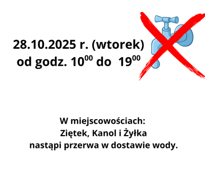 PRZERWA W DOSTAWIE WODY 28.10.2025 r.