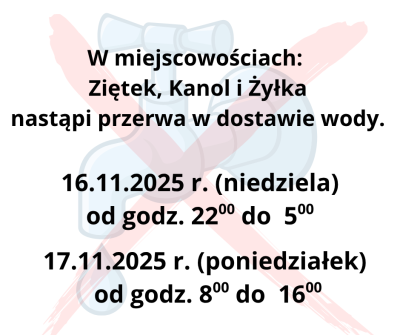 Komunikat dla mieszkańców miejscowości Ziętek, Kanol i Żyłka
