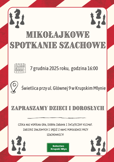 Mikołajkowe Spotkanie Szachowe w Krupskim Młynie