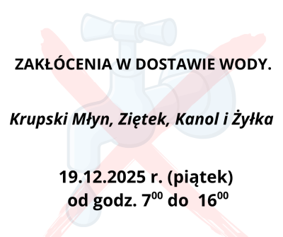 Zakłócenia w dostawie wody.