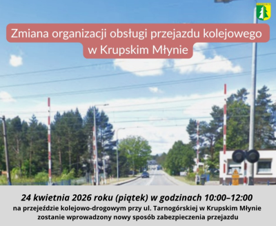 Zmiana organizacji na przejeździe kolejowym w Krupskim Młynie 