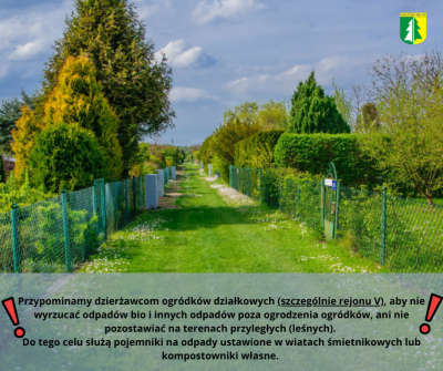 Przypomnienie dla  dzierżawców ogródków działkowych