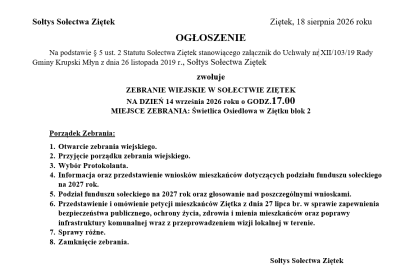 Zebranie Wiejskie  - sołectwo Ziętek