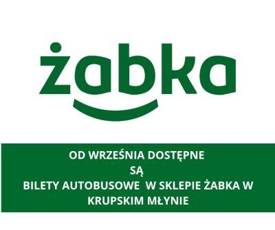 Od września bilety autobusowe są dostępne w sklepie Żabka w Krupskim Młynie.