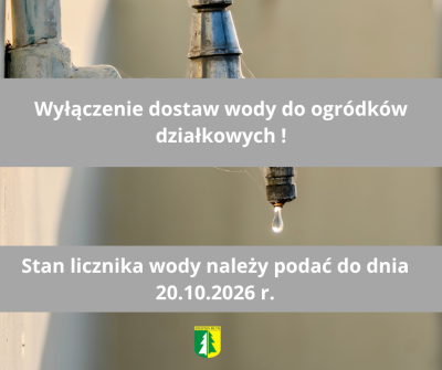 Odcięcie dostawy wody do ogródków działkowych w związku z zakończeniem sezonu
