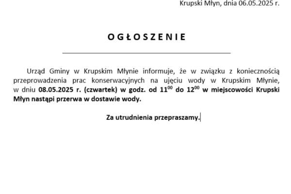 Przerwa w dostawie wody