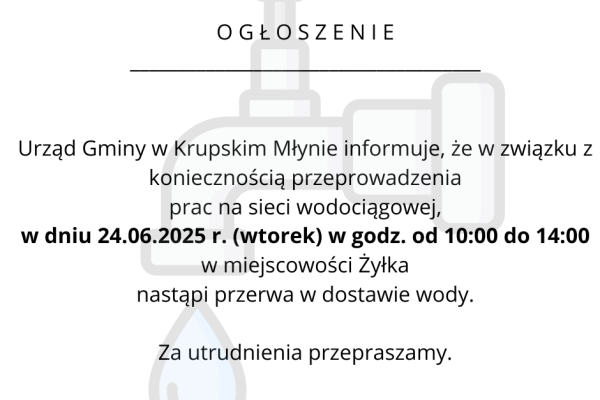 Przerwa w dostawie wody -Żyłka