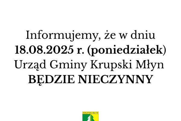 Urząd Gminy będzie nieczynny 