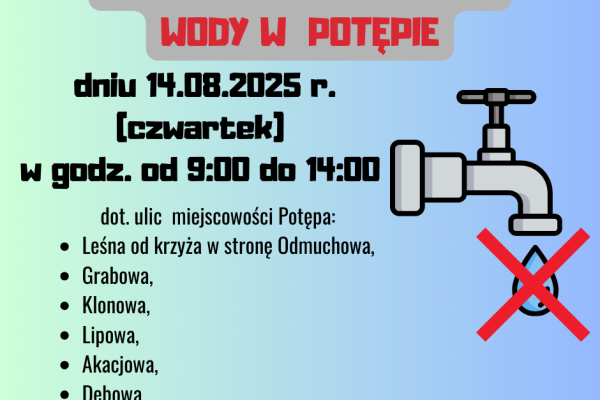 Wstrzymanie dostaw wody w Potępie