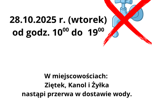 PRZERWA W DOSTAWIE WODY 28.10.2025 r.