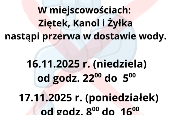 Komunikat dla mieszkańców miejscowości Ziętek, Kanol i Żyłka