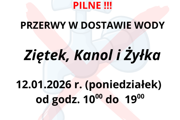  Przerwa w dostawie wody Ziętek, Kanol, Żyłka