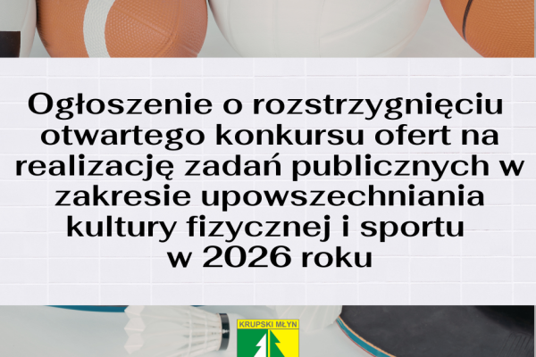 Ogłoszenie o wynikach otwartego konkursu ofert