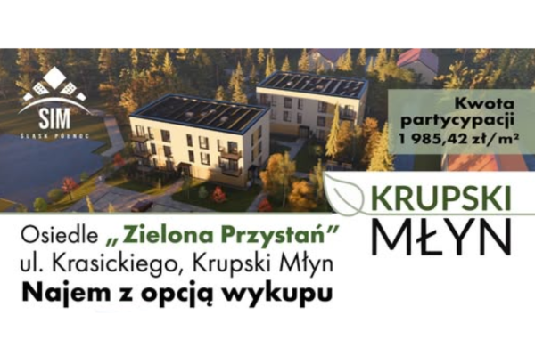 Nowe mieszkania w Krupskim Młynie. Najem z opcją wykupu.